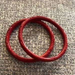 Red cinnabar Carved Bangles